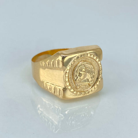 Anillo Sello Caballo Herradura Oro amarillo / Talla 11 1/2 / 3,4 Gr