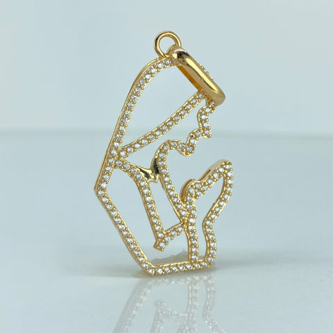 Dije Virgen Maria Circones Blancos Oro amarillo 6,75 Gr / 5,5 Cm *