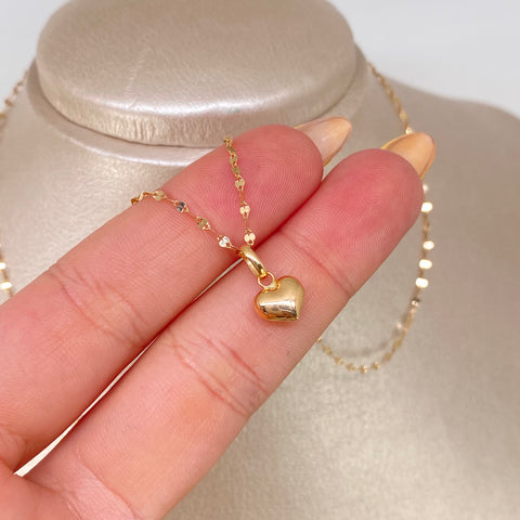 Set Cadena ● Crispeta + Dije Corazon Oro amarillo 18k 1,15 Gr / 1,5 mm / 45 Cm *