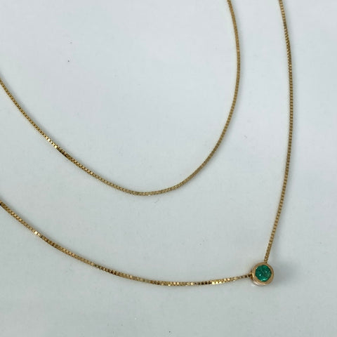 Set Cadena ● Veneciana + Dije Esmeralda Oro amarillo 18k 1,15 Gr / 0,5 mm / 40 Cm *