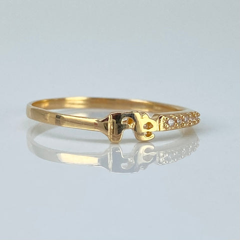 Anillo Fé Circones Blancos Oro amarillo 18k / Talla 6 / 0,98 Gr *