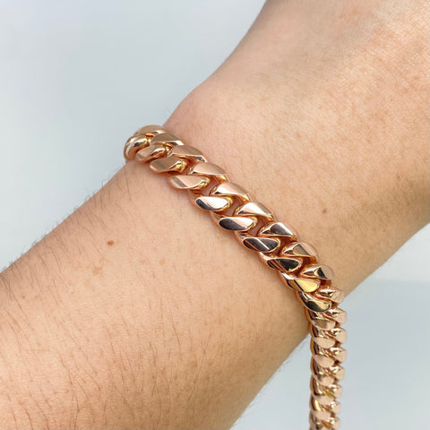 Pulso Cubano Broche Especial POR FABRICACIÓN Oro rosa 18k 49,75 Gr / 8,2 mm / 20 Cm *