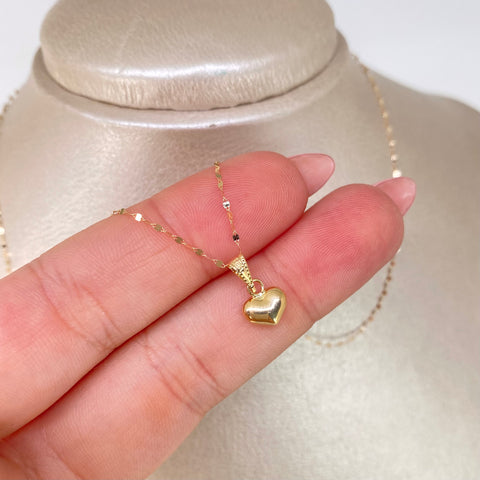 Set Cadena ● Crispeta + Dije Corazon Oro amarillo 18k 0,6 Gr / 1 mm / 45 Cm *