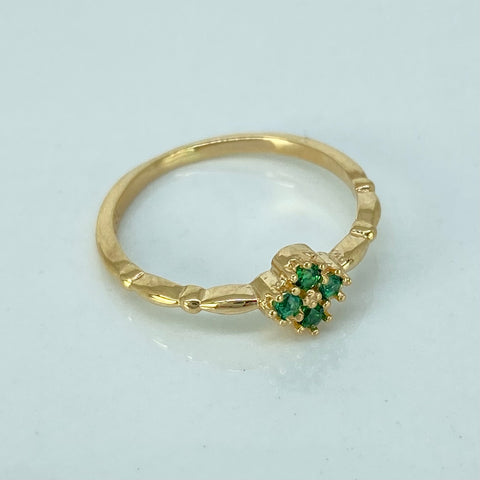 Anillo Trebol Circones Verdes  Oro amarillo / Talla 5 1/4 / 1,55 Gr †