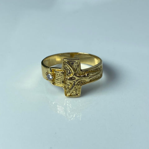 Anillo Cruz Cristo Oro amarillo 18k / Talla 8 / 3,18 Gr