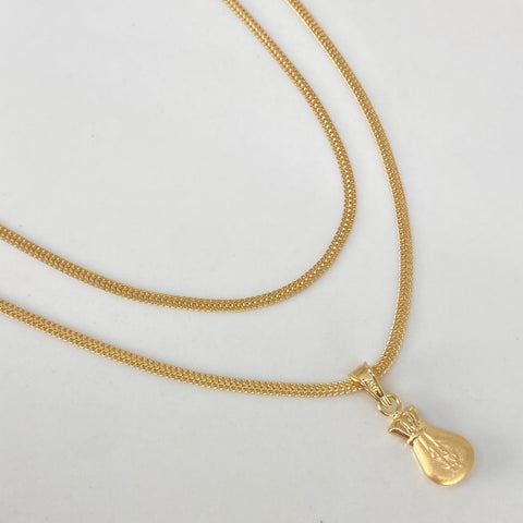 Set Cadena ● Mini Sedusa + Dije Bolsa Dinero Oro amarillo 18k 2,8 Gr / 1,7 mm / 45 Cm
