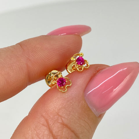 Topos Osos TS Circon Fucsias Oro amarillo 18k 0,76 Gr / 4,4 mm *