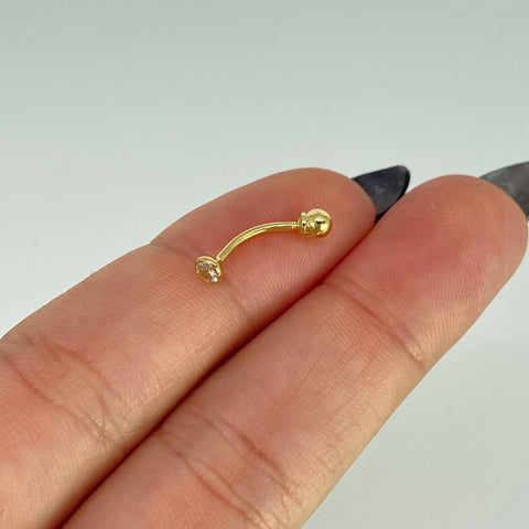Piercing Circon Blanco Bola / Oro Amarillo 18k (Joya) / 0,31gr / 3,2mm / (Oreja)