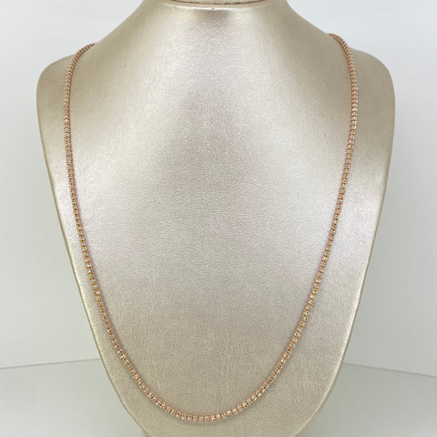 Cadena ● Punto Cuadrado Diamantado Oro blanco y Oro rosa 18k +3 / 15,7 Gr / 2,5 mm / 65 Cm *