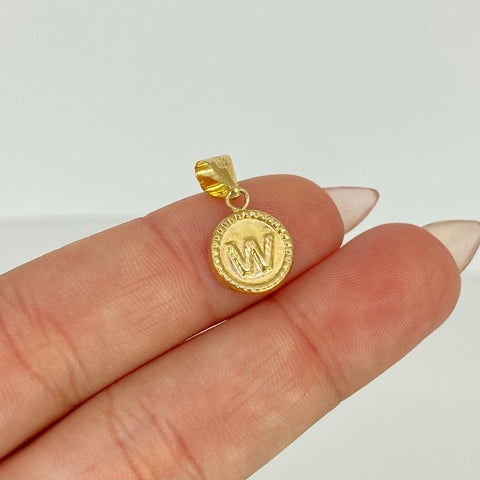 Dije Letra W Diamantada Oro amarillo 18k 0,54 Gr / 1,8 Cm  *