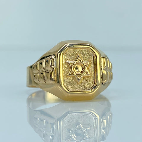 Anillo Sello Estrella De David Oro amarillo 18k / Talla 12 / 4,3 Gr