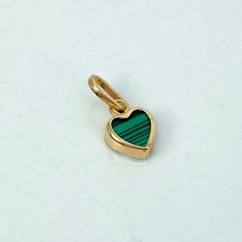Dije Corazon Verde Oro amarillo 18k 0,42 Gr / 1,5 Cm *