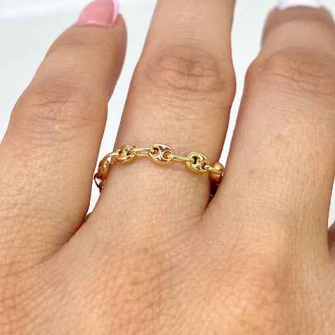 Anillo GC 11 Eslabones  Oro amarillo 18k / Talla 11 1/2 hasta 13 1/2 / 0,80 Gr