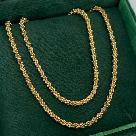 Cadena Cordón Mini Militar Diamantada Oro amarillo 18k +3 / 10 Gr / 2,5 mm / 50 Cm †