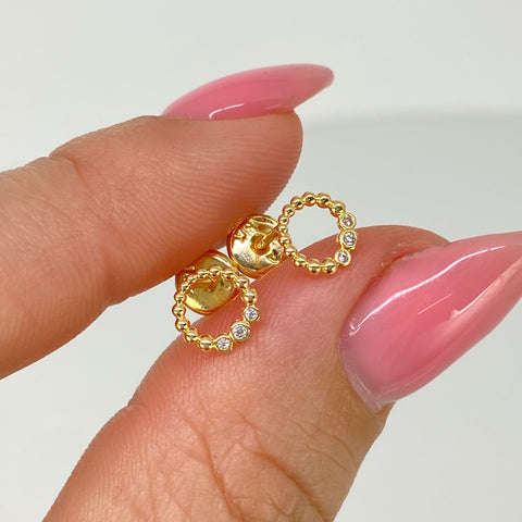 Topos Circulo Circones Blancos Oro amarillo 18k 0,7 Gr / 6,6 mm *