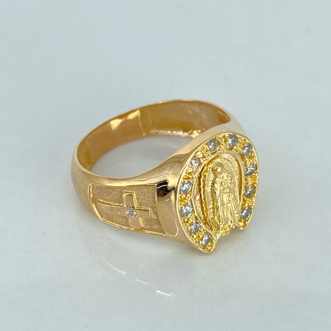 Anillo Virgen Guadalupe Circones Blancos Oro amarillo / Talla 10 / 8,41 Gr *