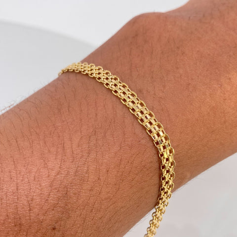 Pulso ● Chino Oro amarillo 18k +1 / 4,1 Gr / 4,8 mm / 20 Cm †