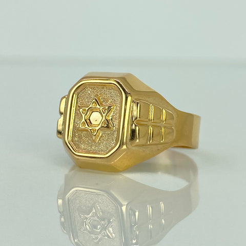 Anillo Estrella De David Arenado Oro amarillo 18k / Talla 10 1/4 / 4,45 Gr †