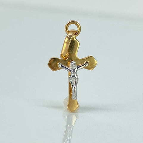 Dije Cruz Cristo Oro amarillo y Oro blanco 0,75 Gr / 2,2 Cm *