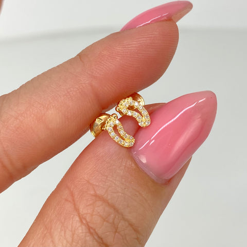 Topos Huella Circones Blancos  Oro amarillo 18k 0,65 Gr / 4 mm *