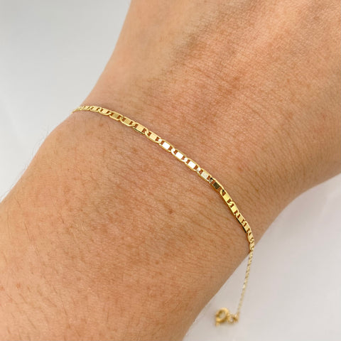 Pulso ● Escalera Plana Oro amarillo 18k +1 / 1,1 Gr / 1,6 mm / 19,2 Cm
