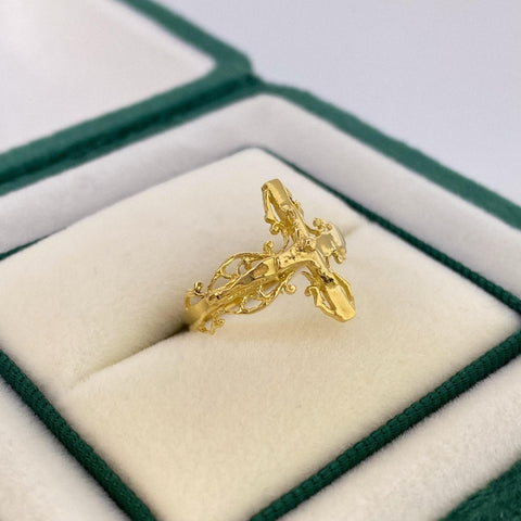 Anillo Cruz Cristo Oro amarillo 18k / Talla 6 / 1,89 Gr