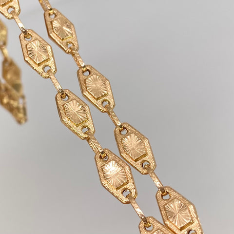 Cadena Rustico Eslabones Hexagonos Diamantados Oro amarillo 13,50 Gr / 6 mm / 60 Cm †