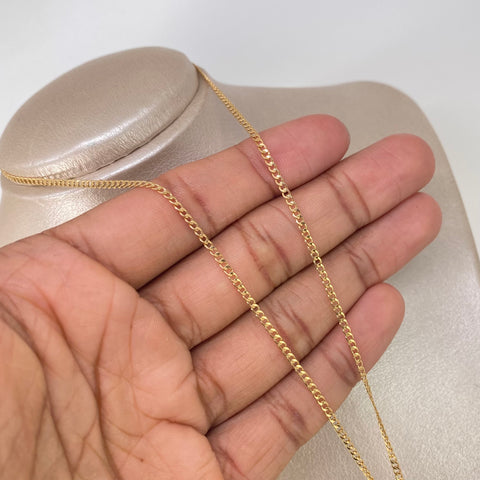 Set Cadena ● Cubana + Dije Cruz Circones Blancos Azules Oro amarillo 18k 3,65 Gr / 2 mm / 45 Cm