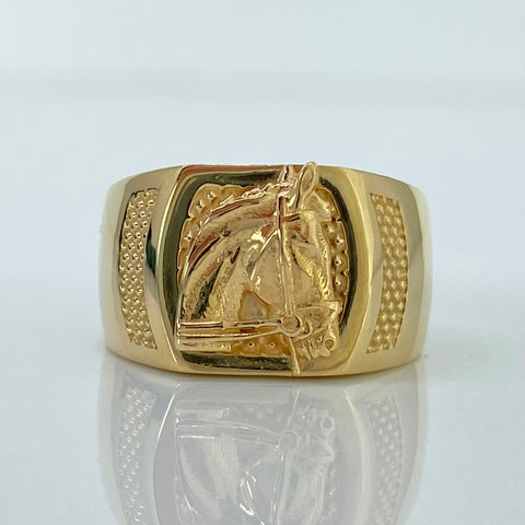 Anillo Niño Rostro Caballo Oro amarillo 18k / Talla 4 1/2 / 3,40 Gr †
