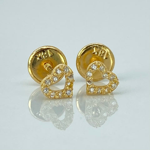 Topos Corazon Circones Blancos Oro amarillo 18k 0,55 Gr / 4,8 mm †
