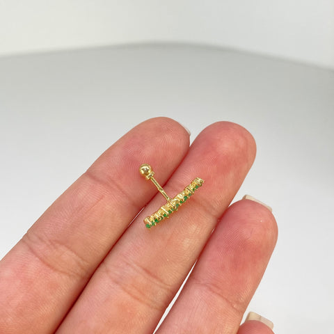 Piercing Esmeraldas / Oro Amarillo 18k (Joya) / 0,70 gr / 15,5 mm / (Oreja) *
