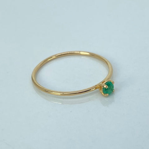 Anillo Solitario Esmeralda 11PTS Oro amarillo / Talla 7 / 0,9 Gr