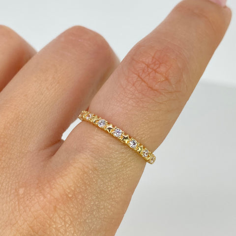 Anillo Churumbela Circones Blancos Oro amarillo 18k / Talla 7 1/4 / 1,68 Gr †