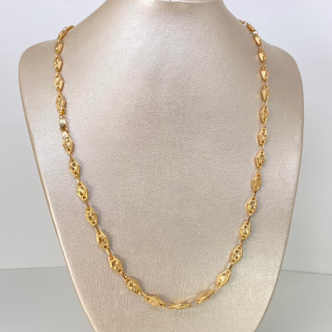 Cadena Rustico Eslabones Hexagonos Diamantados Oro amarillo 13,50 Gr / 6 mm / 60 Cm †
