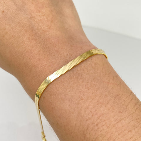 Pulso ● Espejo Oro amarillo 18k +3 / 5,4 Gr / 3,7 mm / 18,5 Cm *