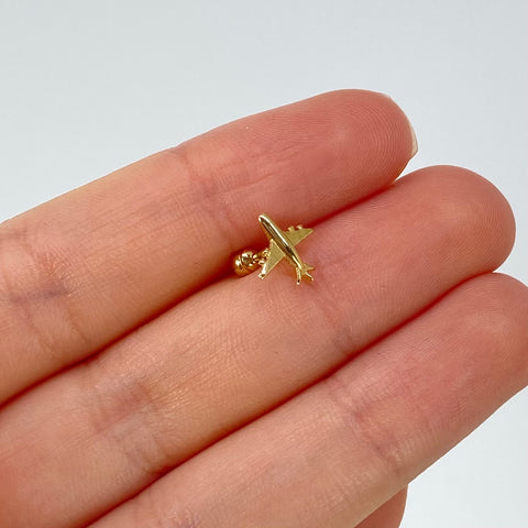 Piercing Avion  / Oro Amarillo 18k (Joya) / 10mm / 0,43gr / 1cm / (Oreja) †