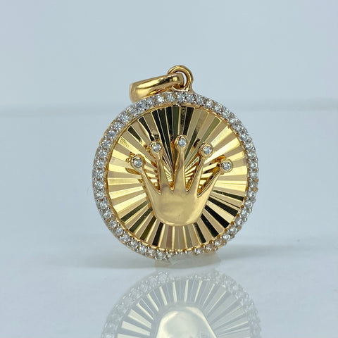 Dije Corona RX Circones Blancos Oro amarillo 3,68 Gr / 3,1 Cm