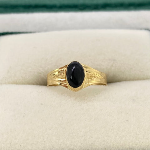 Anillo Niña Circon Negro Oro amarillo 18k / Talla 1 1/2 / 0,81 Gr *