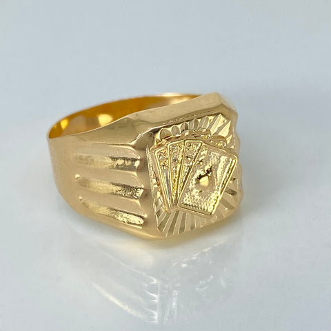 Anillo Sello Cartas Oro amarillo 18k / Talla 10 1/4 / 3,37 Gr *