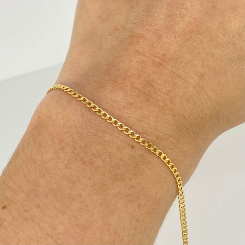 Pulso ● Cubano Oro amarillo 18k +1 / 0,75 Gr / 2 mm / 19,5 Cm *
