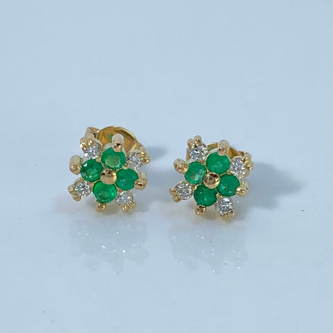 Topos Flor / 16 Pts Diam / 20 Pts Esme Oro amarillo 18k 1,62 Gr / 9 mm †