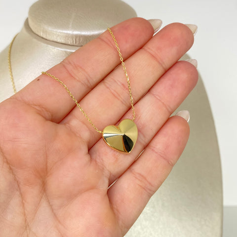 Cadena ● Aro Seguido Dije Corazon Oro amarillo 18k +3 / 3,2 Gr / 1 mm / 45 Cm