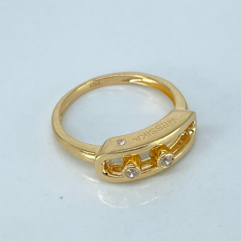 Anillo ● MSS Circones Blancos Oro amarillo 18k / Talla 5 3/4 / +3 / 2,9 Gr *