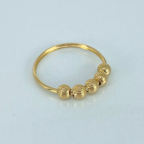 Anillo Bolas Diamantadas 4mm Oro amarillo 18k / Talla 8 / 0,93 Gr
