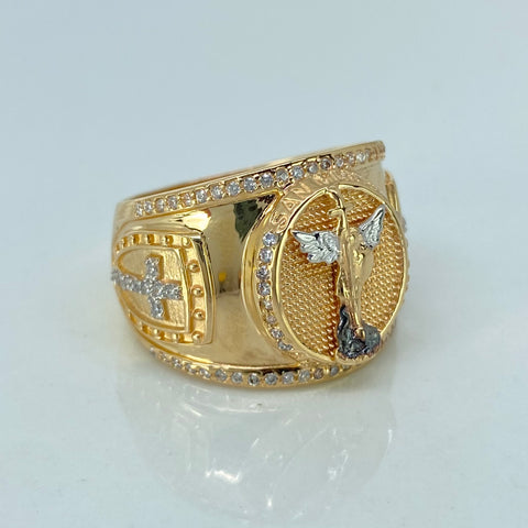 Anillo San Miguel Arcangel Circones Blancos Oro amarillo / Talla 10 1/4 / 8,15 Gr †
