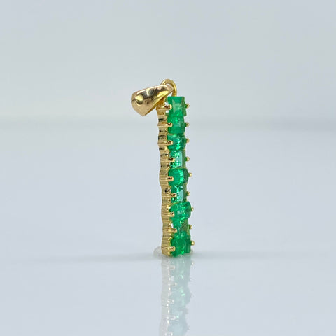 Dije Escalonado Esmeraldas / 140 Pts De Esmeraldas Oro amarillo 18k 1,15 Gr / 2,5 Cm †