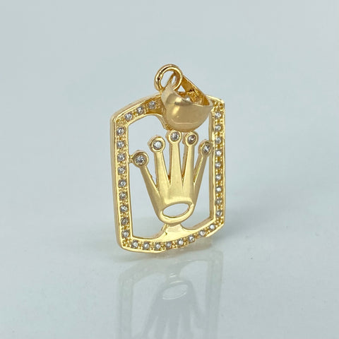 Dije Corona RX Circones Blancos Oro amarillo 18k 2,9 Gr / 3 Cm *