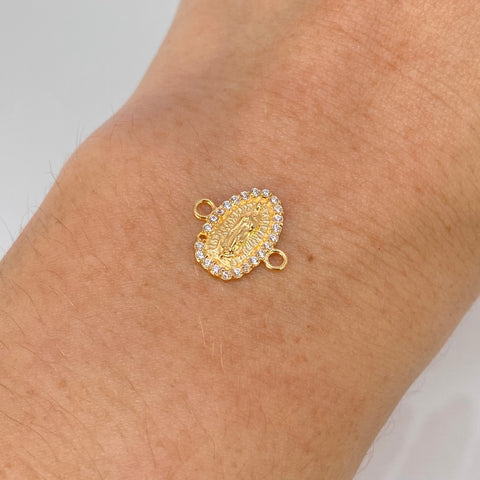 Herraje Virgen Guadalupe Circones Blancos Oro amarillo 0,91 Gr / 1,3 Cm †