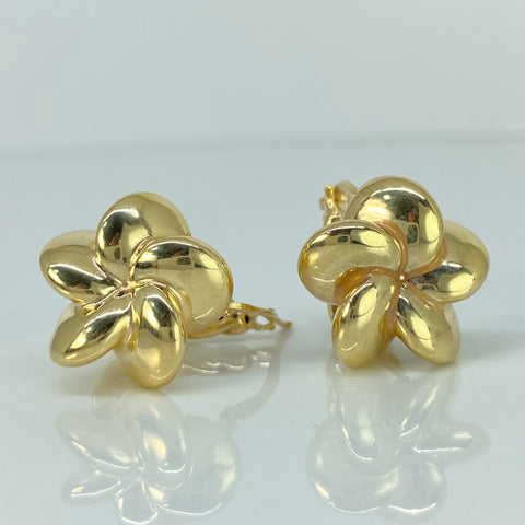 Candongas ● Flor Entorchada Oro amarillo 18k +3 / 3,1 Gr / 2,5 Cm