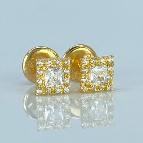 Topos Cuadrado Circones Blancos Oro amarillo 0,8 Gr / 5 mm †